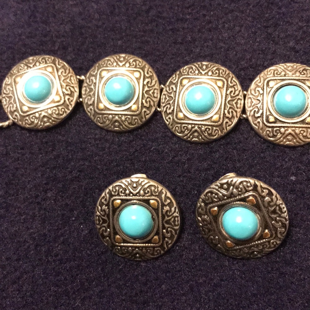 Lapis bracelet and pierced earrings